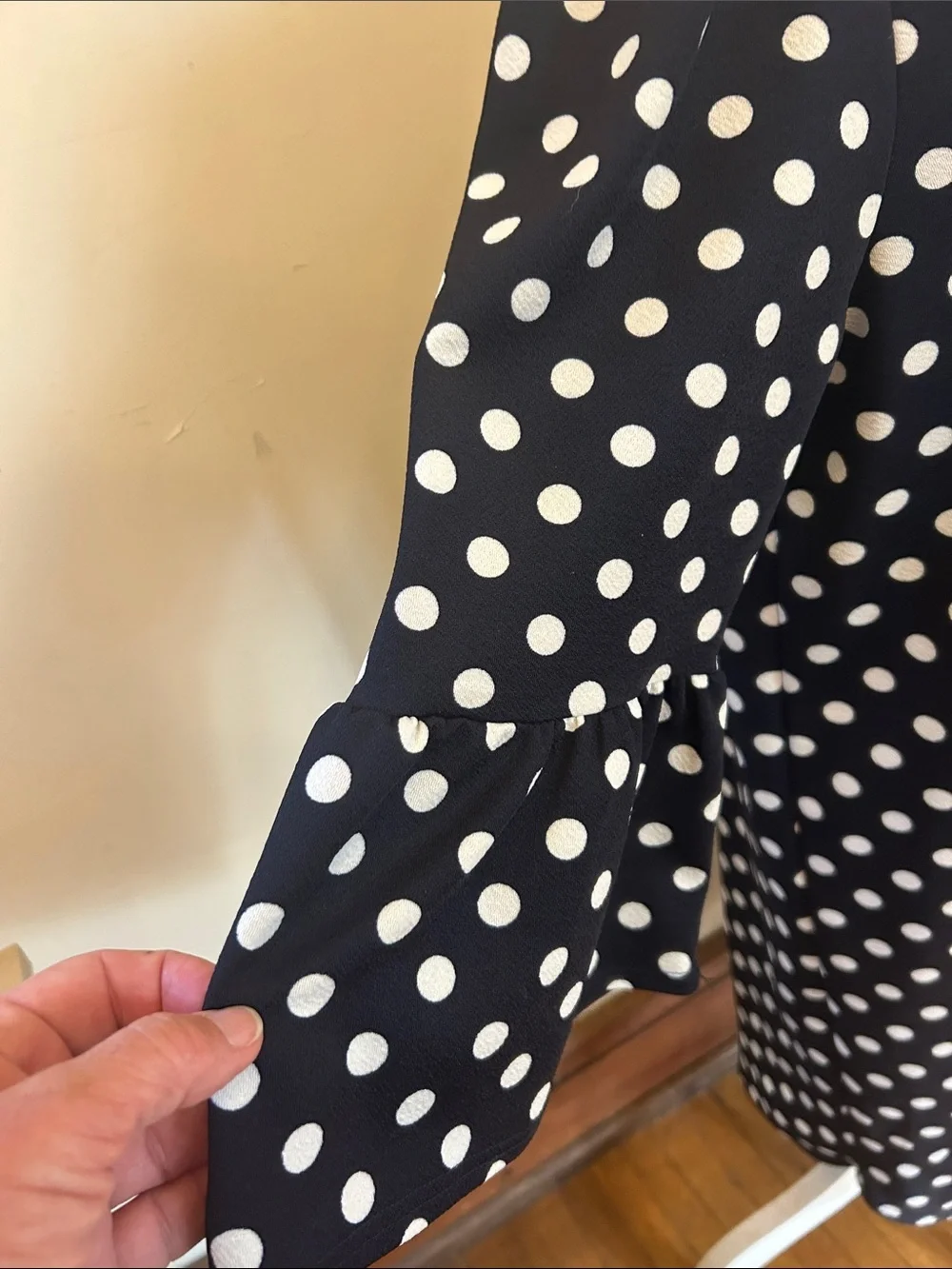 Green Envelope Navy White Polka Dot Shift Dress Size 1X EUC